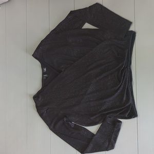 Vero Moda Long Sleeve Black Sparkled Vneck Crossover Evening Blouse Size XS